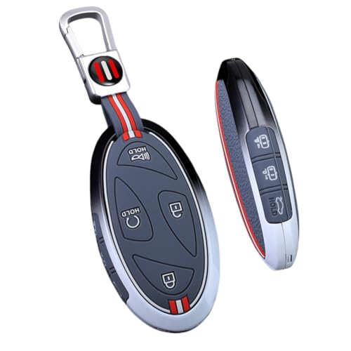OTMIK Gradient Black And White Zinc Alloy Car Key Cover Cases fit for Hyundai Kona Ev Grandeur GN7 IONIQ 6 2024 2025 Keychain Accessories (5 Buttons)