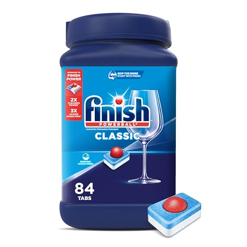 Finish Classic Dishwashe Pods, No Pre-Rinse Dishwasher Detergent Soap For Clean & Shine everyday with grease fighting Power, 84 count