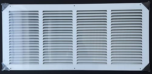 Fits 24x10 Duct Opening Stamped Steel Return Air Grille Vent Cover Grille for Sidewall and Ceiling in White Surface Dimensions: 25.75"W X 11.75"H (24" W x 10" H Duct Opening) by KOMPELL AIRE - Used condition - Image 2