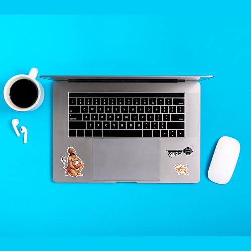 Image of D2C Hanuman Stickers Pack for Laptop, Bike, Car, Mobile & Water Bottle | Waterproof Laminated Vinyl Bajrangbali & Jai Shree Ram Stickers for Gifting (27 Sticker) (Pack of 2)