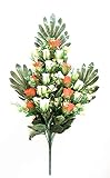  通用 2pcs Rosas Flores Artificiales Ramo 18 Cabezas, para Cementerio e Iglesias (Naranja) (Rojo)