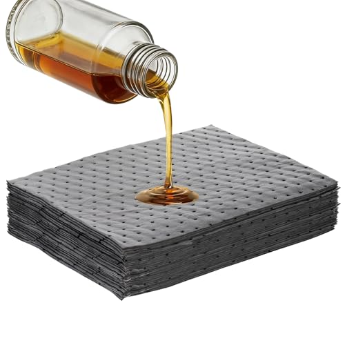 YSFER 30 PCS Oil Absorbent Pads, 13"x10" Reusable Spill Pads Absorb Oil, Grease & Fluid, High Absorbency Weight Dimpled Mats Spill Control Supplies for Automotive Workshop