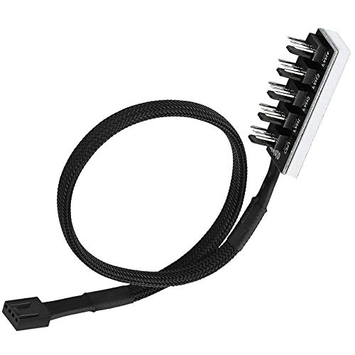 Inntek PWM Fan Hub, Ventilador Hub Splitter Cable Hembra, CPU Fan PC Fans Hub, Computadora CPU/Estuche Ventilador Multi Splitter Conector Cable Adaptador con Adhesivo 4 Pin Negro Longitud 39.3CM Cover