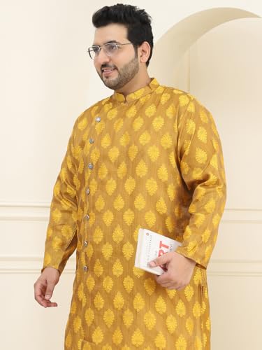 Image of SOJANYA Plus(Since 1958) Men's Pure Cotton Kurta with White Embroidery