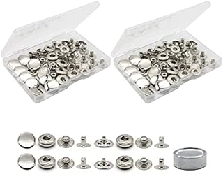 2 Boxes Press Studs Cap Button Clothes Fasteners Kit Metal Buttons No-Sew Clips Snap for Clothes Craft Repairs Decoration