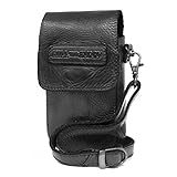 Material: 100% Leder Hill Burry • Kleine Unisex Handytasche aus Leder HBAK102WH (Schwarz aus Waschleder)