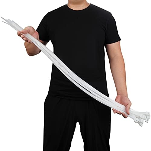 30PCS Long Cable Zip Ties White, Extra Wide Large Wire Ties 36 inch Heavy Duty Outdoor, Self-locking Industrial Durable Cable Tie Assorted Size Perfect for Home,Office,Garage and Workshop