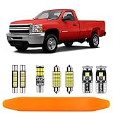 AUTOGOOD 12 Piece 6000K Cool White Interior LED Light Kit Package Replacement for Chevy Chevrolet Silverado/GMC Sierra 2007 2008 2009 2010 2011 2012 2013, with Placement Diagram and Install Tool