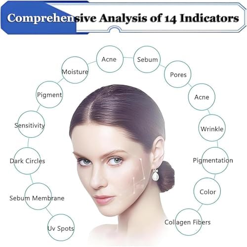 AI Skin Analyzer Machine - 3D Facial Analysis with 8 Spectra, 5 Dimensions & 14 Indicators for Skin Problem Detection - Multilingual Support - 21.5" Black