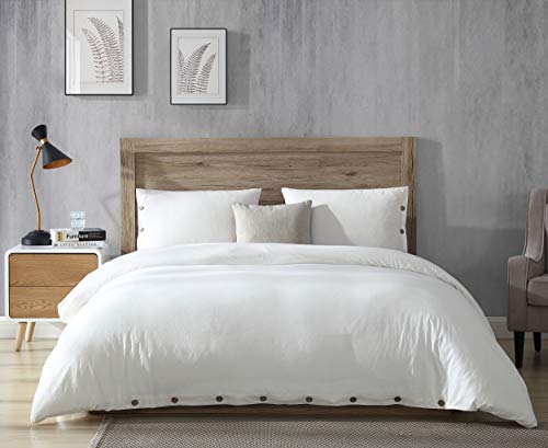 EXQ Home 100% Washed Cotton Off White Duvet Cover Set Twin Size 2