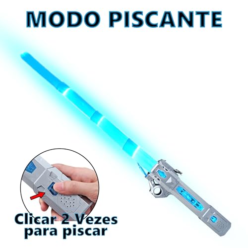 Brinquedo Espada Sabre de Luz Star Guardian Infantil Recarregável 7 Cores Som Polibrinq (Vermelho)