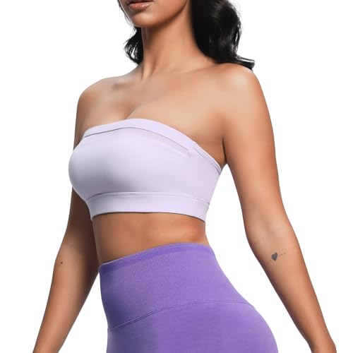 Image of Aoxjox Women's Workout Strapless Bandeau Mesh Bras Training Fitness Running Yoga Crop Tank