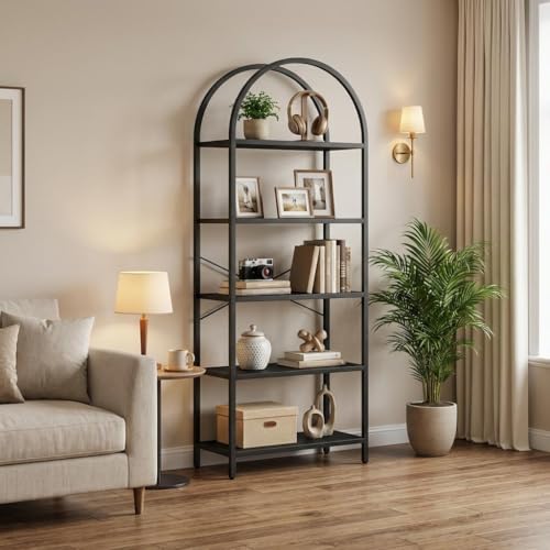 Chic Muse 71" Tall Arched Bookshelf (Nearly 6 ft), Modern