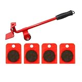 Youngine Furniture Lifter Mover Roller Tools Set Outils de transport de poussoirs pour canapés, réfrigérateurs (Rouge)