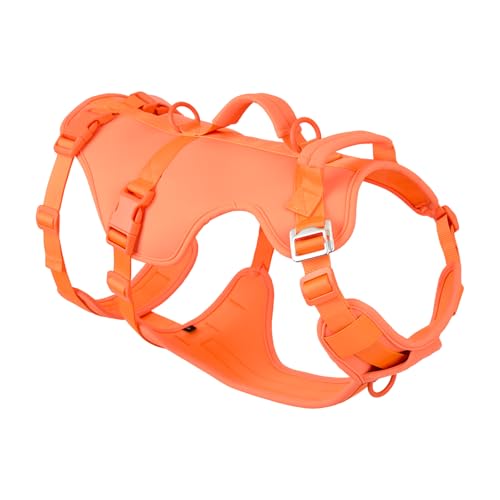 Arblina Escape Proof Dog Harness,Lightweight Full Body Harness for Walking Traning Hiking, Adjustable No Pull Orange Dog Harness with Lift Handle and 3 Leash Clip for Medium Large Small Dogs