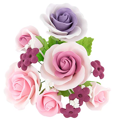 Global Sugar Art Garden Rose Sugar Cake Flowers Topper Bouquet,