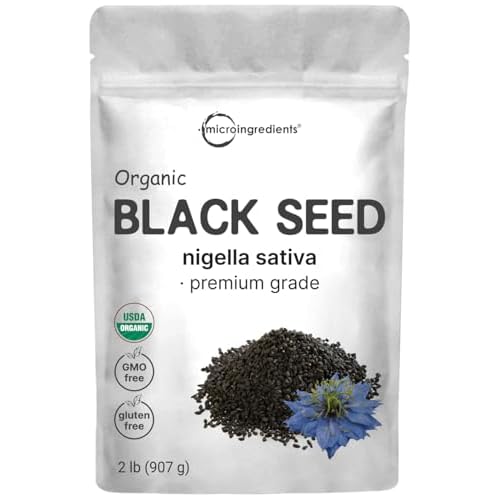 Organic Black Cumin Seed (Nigella Sativa), 2lbs | Premium Grade Whole Black Seed from Egypt | Great for Baking, Seasoning, and Cooking | Additive Free