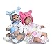FMONH Gemelli Simulazione Baby Doll Reborn Body Silicone Vinile 16 Pollici 40 Cm Bocca Magnetica Piena Vivo Pancia Vera Giocattolo per Bambini Regalo di Compleanno per Bambini, Gemelli (Gemelli)