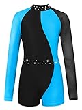Los maillots característica con manga larga y escote redondo, estilo patchwork de malla de spandex, espalda hueca con agujeros