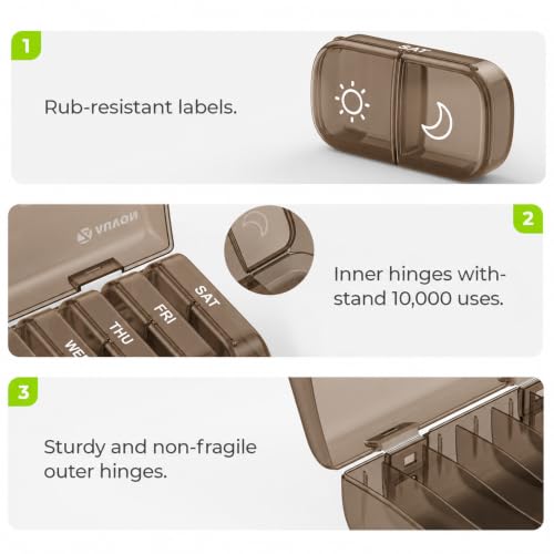 Image of AUVON Weekly Pill Organizer 2 Times a Day, One-Sided Opening, Easy to Use