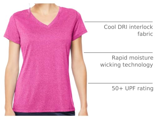 Hanes Women's Sport Performance V-Neck Tee, Amaranth Heather, X-Large - image 4