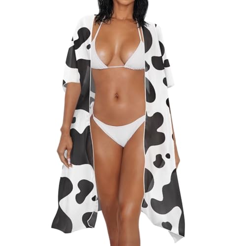 Women's Loose Sheer Beach Cover Up Kimono Cardigan Short Sleeve Cover Up Beachwear Bathing Suit Swimsuit for Bikini