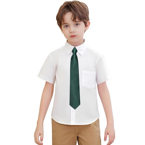 Image of Hi-Tie Boys Tie Pre-Tied Pocket Square Set Adjustable Kids Neckties Age 7-11 Years School UniForm Graduation