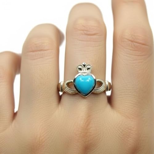 Image of Choose Your Color Natural Gemstone Irish Claddagh Silver Ring Friendship Love 55 Carat Brand Size 5 to 12