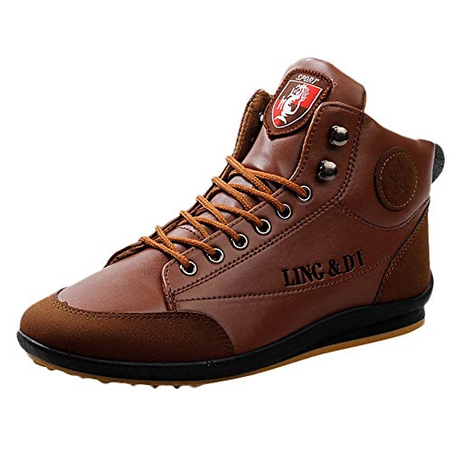 BaZhaHi Zapatillas de Hombre Botas de Cuero Zapatos Deportivos Casuales Estilo Vintage de Estilo británico Calzado de Hombre Calzado Alto Superior Calzado Casual para Hombre