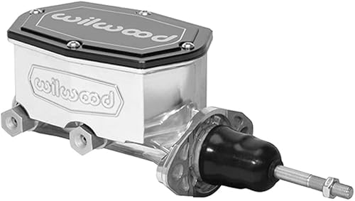 Wilwood 260-14957-P Cilindro maestro de salida en tándem compacto con varilla de empuje y depósito integral, orificio de 7/8 pulgadas y acabado