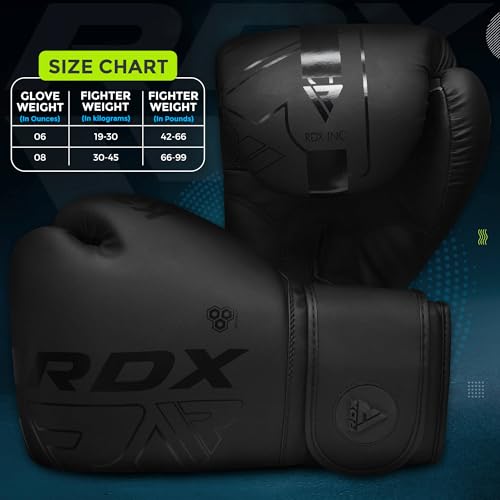 Foto von RDX Kinder Boxhandschuhe für Muay Thai Kickboxen Sparring, Maya Hide Leder Kara Junior Boxing Gloves, Sandsack Boxsack Punchinghandschuhe, Kickboxhandschuhe MMA Kampfsport 6oz 8oz
