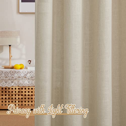 NICETOWN Living Room Curtains Linen Blend 96 inches Long, Grommet Semi Sheer Privacy Assured with Light Filtering Semi Sheer Drapes for Bedroom / Living Room, Taupe, W52 x L96, 2 Panels