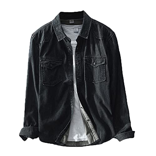 Chemise en jean homme anti-transpiration coton léger chemise noire décontractée printemps L