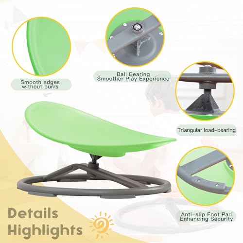 Image of BABAMU Spinning Chair for Autistic Kids, Sensory Swivel Chair, 220LBS Weight Capacity, Autism Sensory Products, Autism Toys, Sensory Toy (Green, Egg)