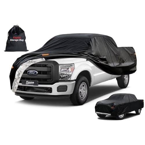 Kayme Truck Cover Custom Fit Ford F-250(2001-2025) Crew Cab Short Bed. Full Exterior Heavy Duty Outdoor Pickup Truck Car Cover Waterproof All Weather.Car Tarp for Wind Sun Dust Protection.Bl