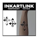 INKARTLINK Tattoo Tech, 2 Sheets Medium Semi Permanent Tattoo, Adult Art Design Temporary Tattoos, Lasts 1-2 Weeks, Waterproof, Realistic Look, (Cross of Good and Evil Design)