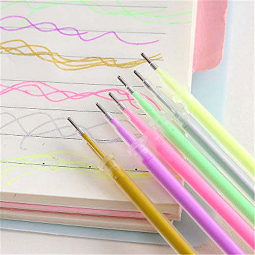 12/24/36/48/100Pcs Glitter Gel Ink Pen Refills For Gel Pens, Highlighter Metallic Neon Styles Coloring Gel Ink Refills Non-Toxic 12Pcs #TOP2