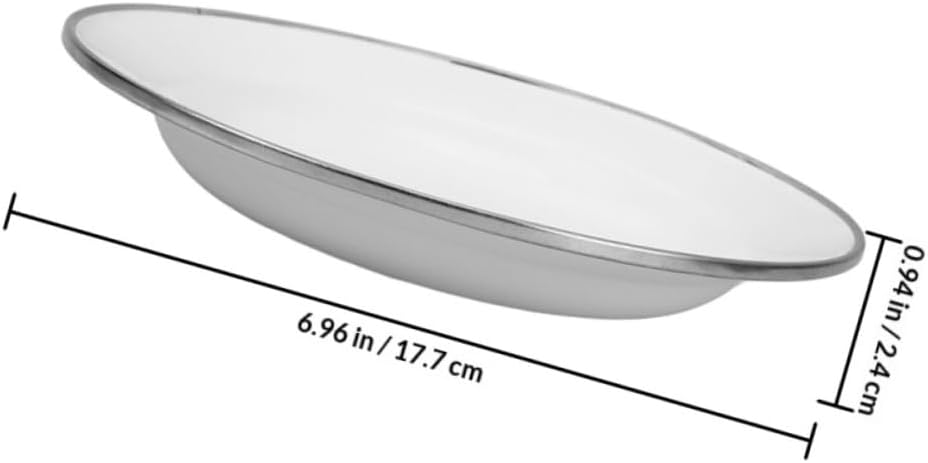Yardwe 4pcs 22cm White Enamel Food Dish Set Thickened Vintage Enamelware Plates Small Serving Plates for Snacks Appetizers Outdoor and Home Use