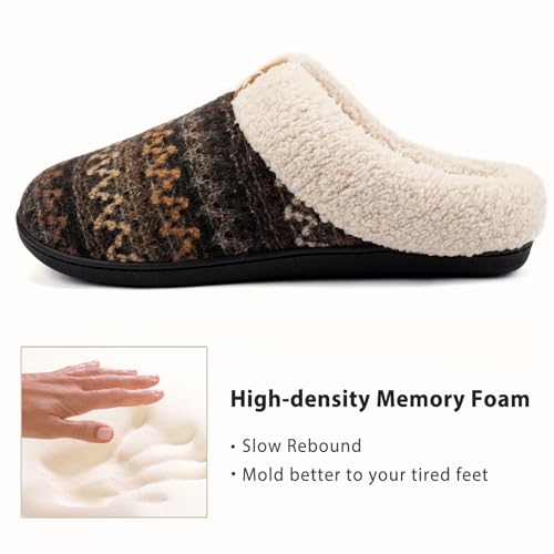 ULTRAIDEAS Women's Indoor Bedroom Slipper with Memory Foam, Gift for Women, Wool-Like House Shoe with Anti-Skid Rubber Sole for Ladies(Size9-10,Fairisle) - Thumbnail 2