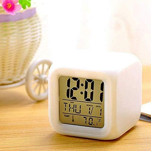 Colors LED Alarm Clock, Digital Alarm Clock with Snooze Function, LCD Screen Displays Time, Date, Temperature, Best Gift for Children Birthday, Christmas or Game Lovers
