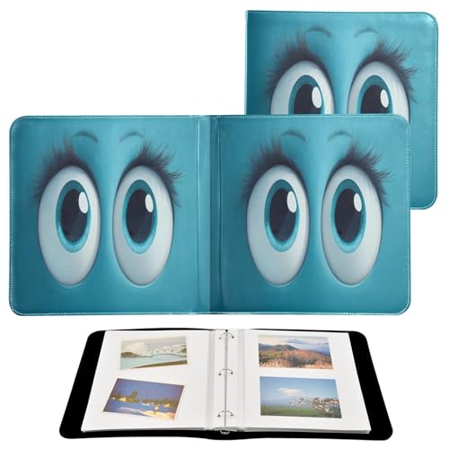 Álbum de Fotos Scrapbook Autoadhesivo DIY con Ojos de Dibujo Azul, 3 Anillas, 40 Páginas, 8x10 para Recuerdos miniatura 2