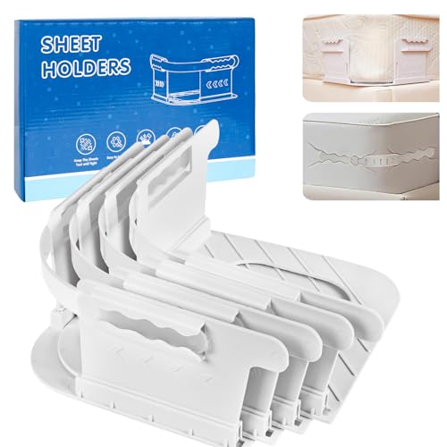 Leikedun 4 Piezas Bed Sheet Holder with Lock Straps, Sujetadores de Sábanas con Tiras de Bloqueo Kit Antideslizante Tensor de Sábanas para Todos los Colchones