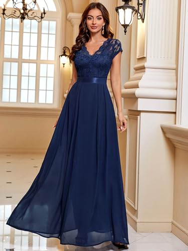 Miusol Women's Elegant Floral Lace Formal V Neck Bridesmaid Party Dress3