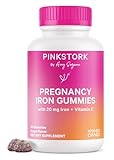 Pink Stork Prenatal Iron Supplement Gummies for Women - 20 mg with Vitamin C - Grape Chewable for Deficiency, Energy, & Blood Builder - 60 Gummy Chews