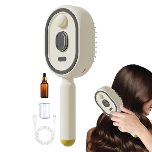 Peine eléctrico con cojín de aire, 1 pieza, cepillo antiencrespamiento de luz roja recargable por USB, batería de 300 mAh y tiempo de funcionamiento de 45 minutos, con aceite y taza medidora, para uso
