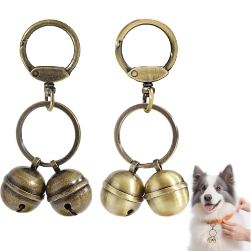 Morn Light Copper Dog Bells for Collars with Quick-Release Clasp - Audible Safety Trackers for Medium to Large Dogs, Outdoor Collar Accessories (Glossy Bronze+Bronze, 2-Pack)