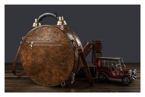 Clock Purse, Real Working Clock Handbags,PU Leather Retro Shoulder Bag For Women Vintage Shoulderbags Handbag For Girls (Color : Brown, Size : 12 * 5 * 14.5IN)2