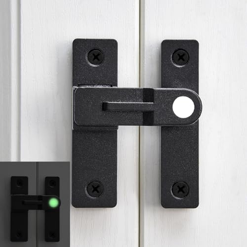 Image of Black Flip Barn Door Lock-180 Degree Barn Door Lock Privacy Security Latch - Elegant Gate Latch Hardware for Barn Doors,Gardens,Windows,Cabinets,Bathrooms,and Sliding Doors(Luminous)