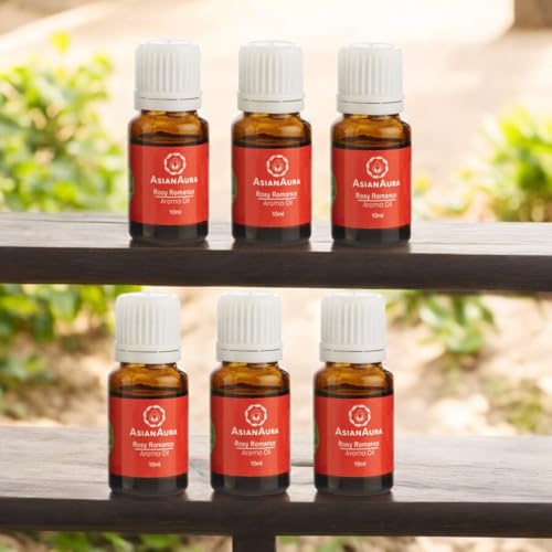 Image of ASIAN AURA Ceramic Aroma Diffuser Oil Set (10ml Each) Pack of 6| Home Fragrance & Aromatherapy | Meditation /Yoga (60 Ml, Rosemary)
