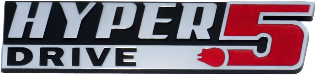 Pair Set Hyper Drive Emblem 3D Badge Nameplate Sticker Replacement for Universal Vehicle,Truck,RV,SUV,Door Decoration (Silver Red)